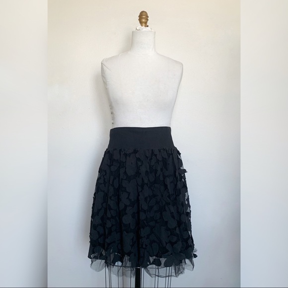 Vintage Dresses & Skirts - Floral Lace Skirt with Tulle Trim